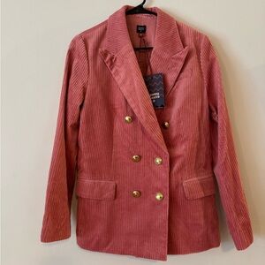 Pink Corduroy Double Breasted Blazer – Size M, NWT